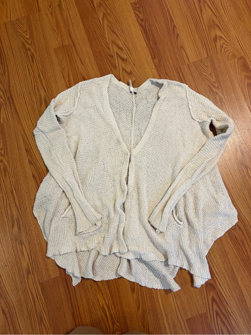 Free People Cream Open-Front Knit Cardigan